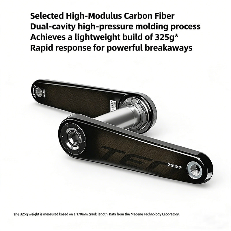 Magene TEO P515 Carbon Power Meter Crankset | ±1% Accuracy, 425g Lightweight & ANT+ Bluetooth