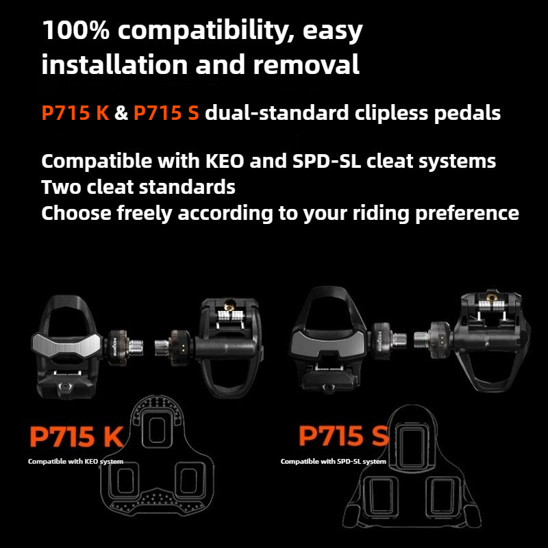 Magene P715 Power Meter Pedals | ±1% Accuracy, ANT+ Bluetooth, SPD-SL Compatible